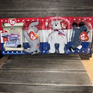 Ty Teenie Beanie Babies American Trio McDonald's 2000 Set Libearty Lefty Righty